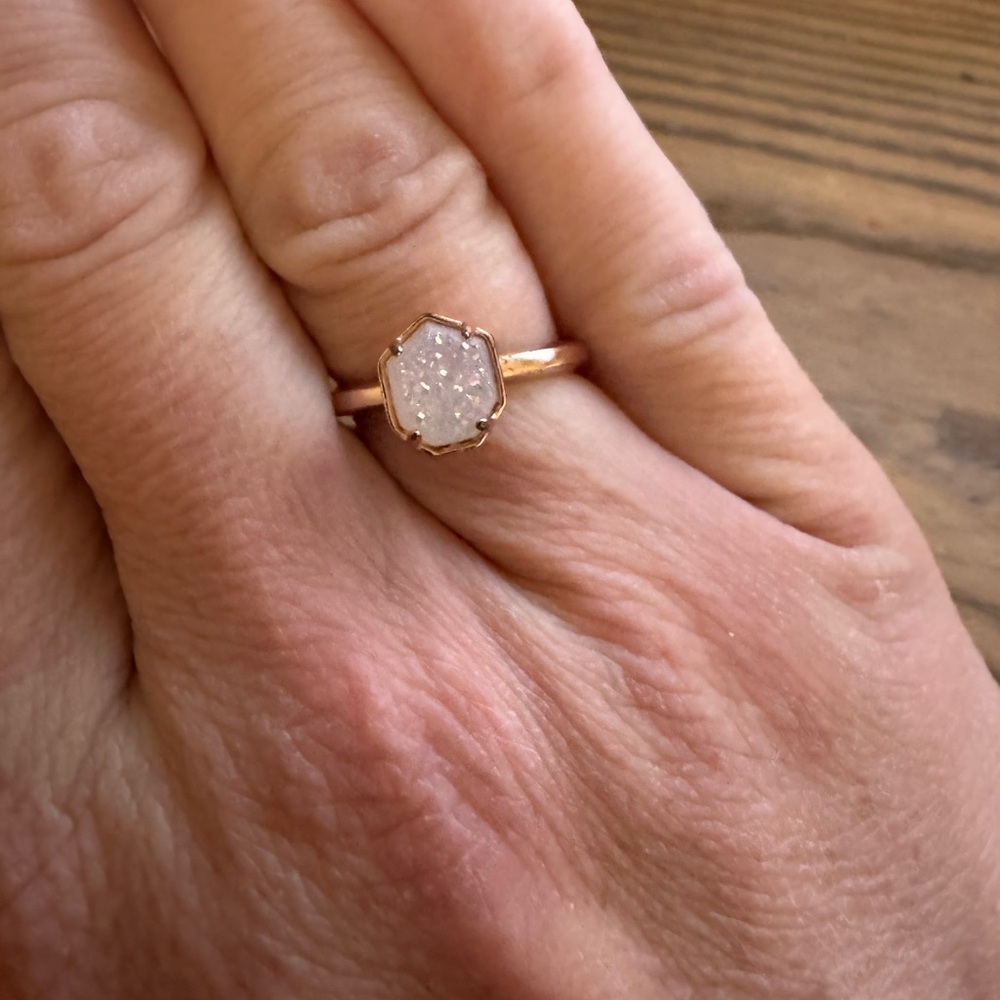 Kendra Scott Gold Ring with Sparkling Cream Stone